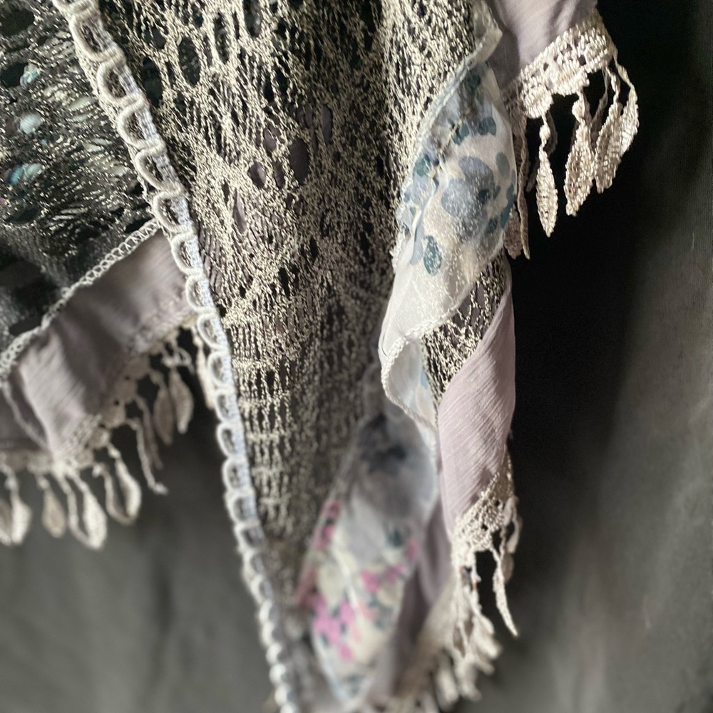 Triangle Scarf Shawl Sheer Embellished Perfect for Prom Wedding Travel!! Vintage - Picture 4 of 11